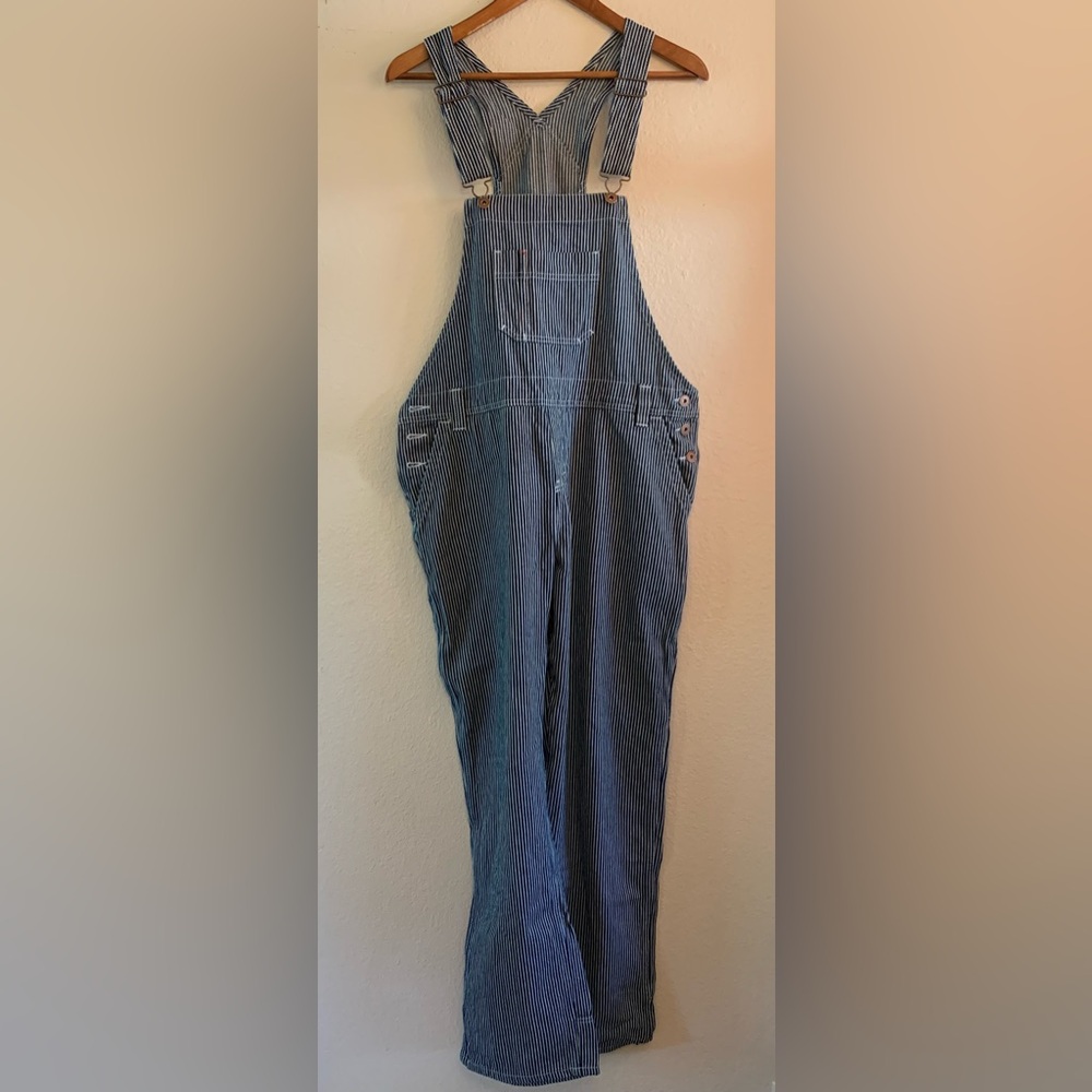 Dickies Striped Relaxed Fit Bib Overalls M